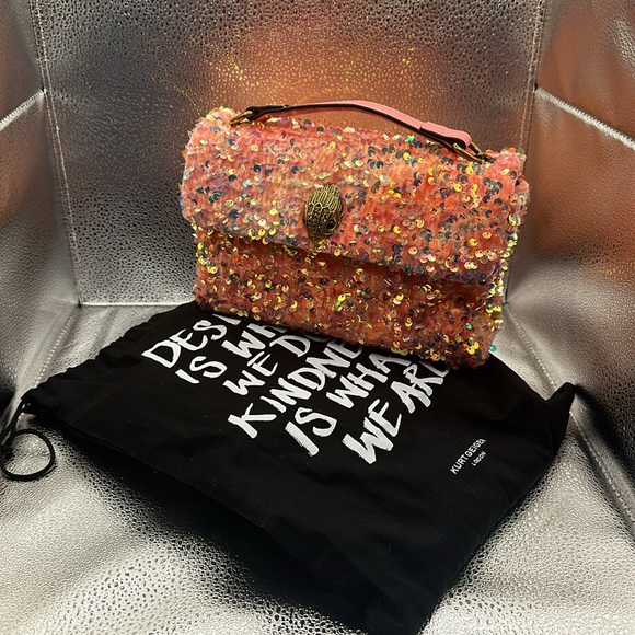 NWT Gorgeous RARE Pink sequined Kurt Geiger Kensington bag - Picture 10 of 10
